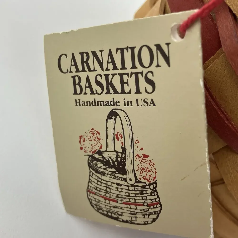 Carnation Baskets Handwoven Small Basket Set 1995 | /w Protector Signed 5